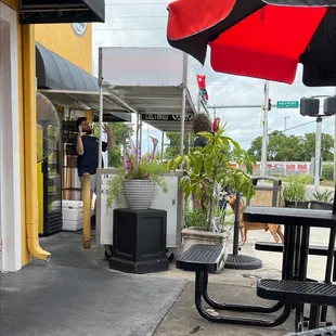 Ordering / eating at the counter ... dog friendly too!