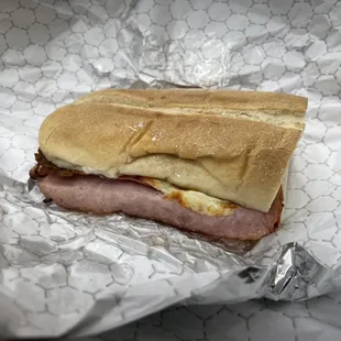 #9 salami ham and cheese with mayonnaise and toasted