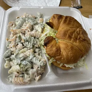 Friday special - chicken salad croissant with pasta salad (and drink)