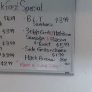 2nd half of the breakfast menu(they open at 8)