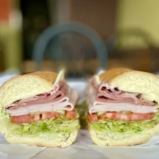 two halves of a sub sandwich