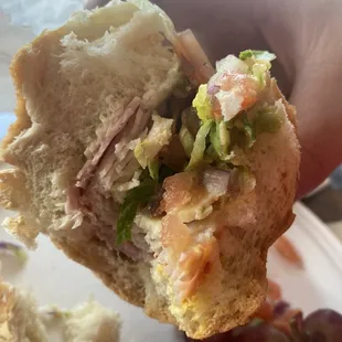 1 slice of Turkey, 1 slice of cheese, and all that bread and veggies. I asked for jalapeños and I literally counted 2.