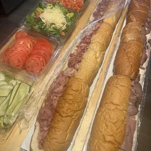 a variety of subs and sandwiches
