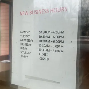 New Business Hours