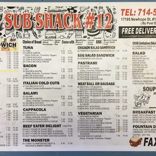 Menu and prices as of January 2020