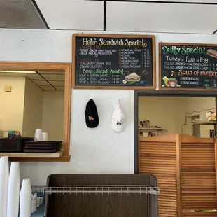 Half sandwich specials with soup or salad or chips