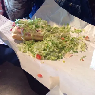 You will not leave here still hungry. This is only half of the sandwich!!! Check out those toppings