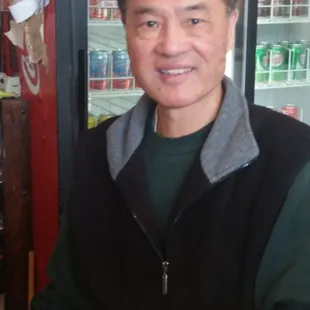 Owner for 30 years. He tells stories of how he came to the United States from China. A delightful guy