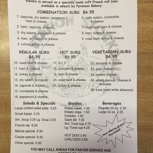 The menu