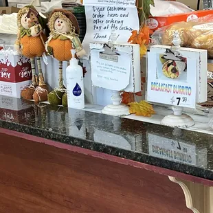 a counter with items for sale