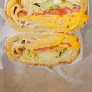 Turkey with cheddar cheese