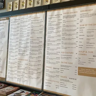 Menu, no shortage of choices