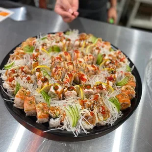 a plate of sushi