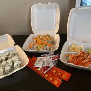 California Roll, avocado roll, Crunch Roll &amp; Temptation Roll