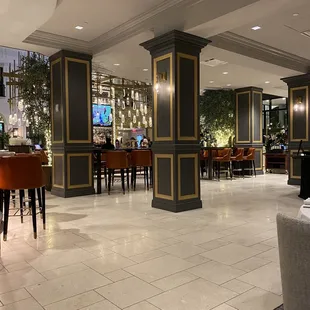 the lobby of a hotel