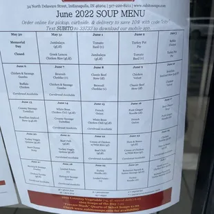 Soup Menu