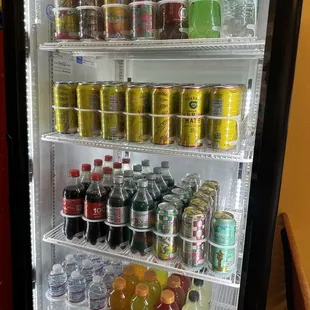 Bottled/ canned drinks fridge- lots of options in addition to fountain drinks