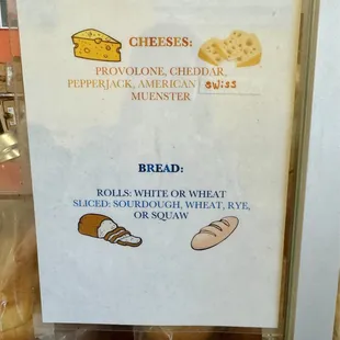 Cheese and bread options