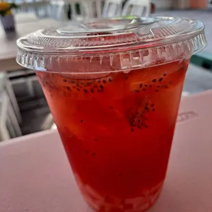 Strawberry green tea with chia seeds