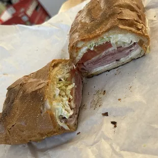 half of a sandwich cut in half