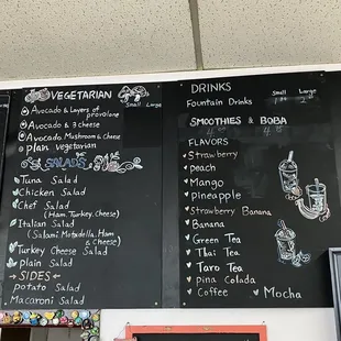 Drinks and vegetarian menu