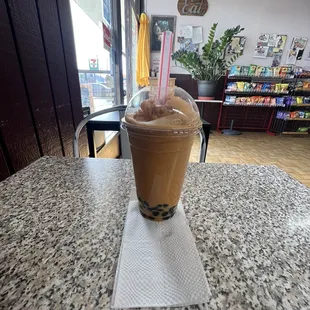 Thai tea with boba
