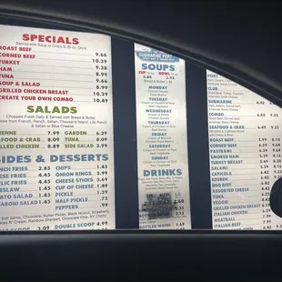 menus on the side of a car