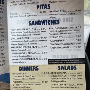 UPDATED MENU AS OF April 2021