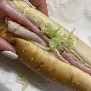 Delicious is what it is omg Ham and Turkey Sub