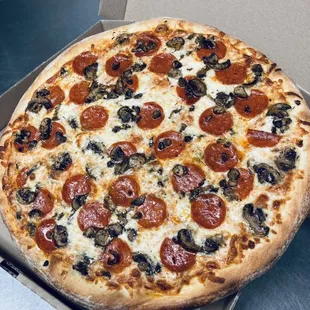 16&quot; pepperoni and mushroom pizza!