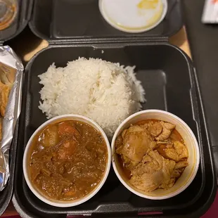 Combo- chicken adobo &amp; caldereta with rice