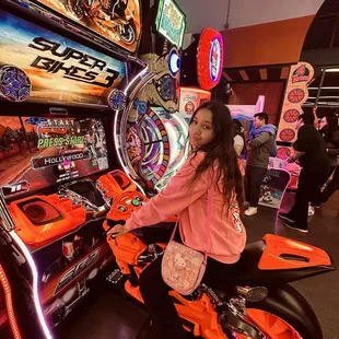 Arcade zone. The motorcycle game was