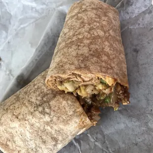 BBQ steak on wheat wrap