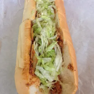BBQ chicken with American cheese, onions, and light lettuce