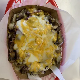 Mushroom, Onion and Cheese Stuffed Potato