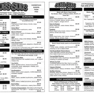 Subs &apos;n Suds Menu