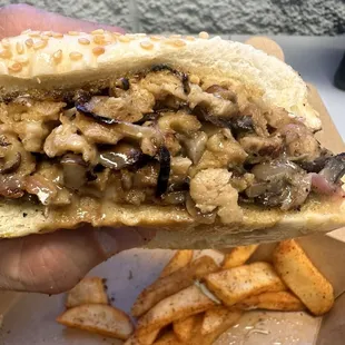 Mushroom Philly Cheezesteak Sandwich
