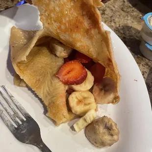 Crepe with banana and strawberry