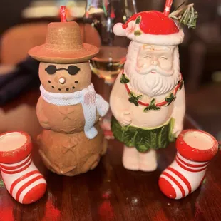 Frosty Rita, sleigh club shenanigans (shots), jingle juice, pinot Grigio
