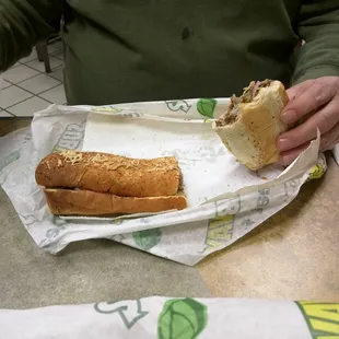 Steak and cheese on Italian.