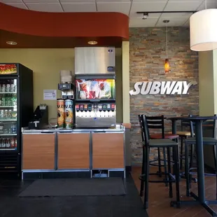 the interior of a subway restaurant