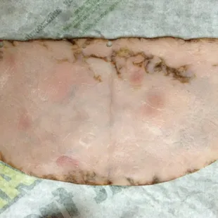 Ham from subway.  They told me this was normal.  When it was folded, I could only see a thin layer of black on the edges.