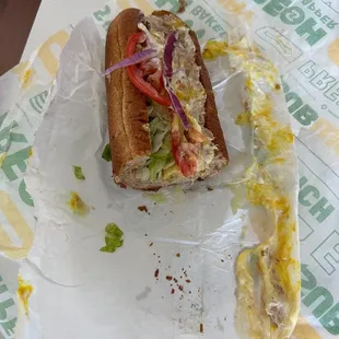 This is after I scraped off the mustard from the sandwich.   Look at how much mustard was on the wrapping!!