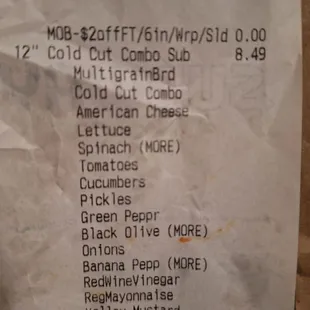 My order, pretty clear.