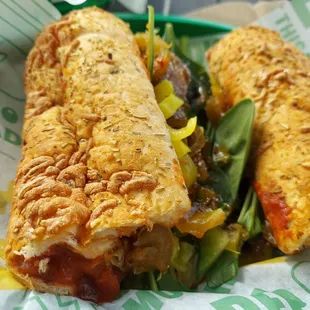 a close up of a sandwich in a basket