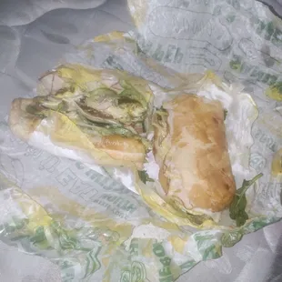 A sandwich with stale hard bread, a specialty at this location