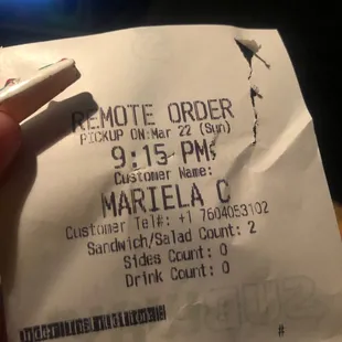 She said we didn&apos;t have orders under jacob or mariela first time that DIDNT even check. The second time she looked and said &quot; maricela &quot;