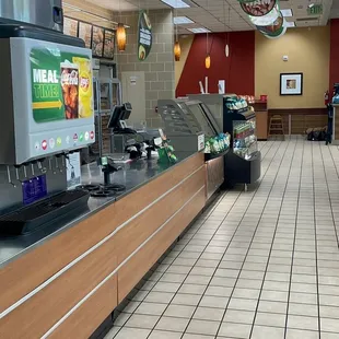 a view of the inside of a subway restaurant