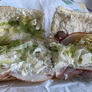 Frozen lettuce on stale bread