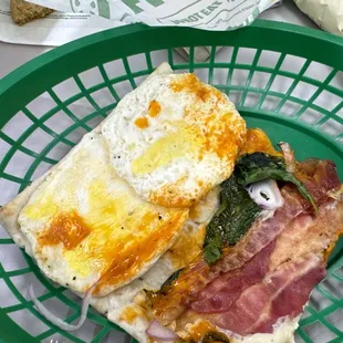 Bacon, Egg &amp; Cheese with Sriracha and bacon